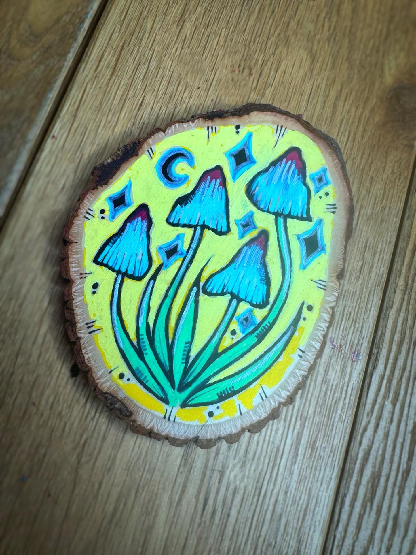 Wood Slice Mushroom Sky