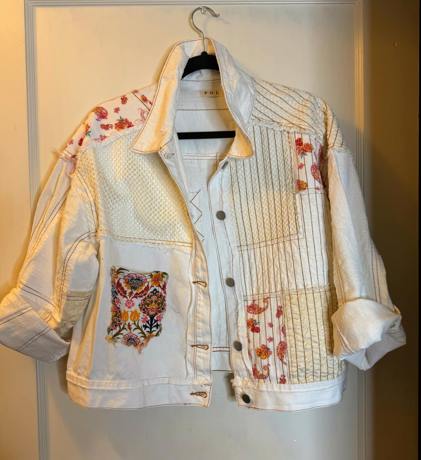 Cropped Patchwork Shirt Jacket