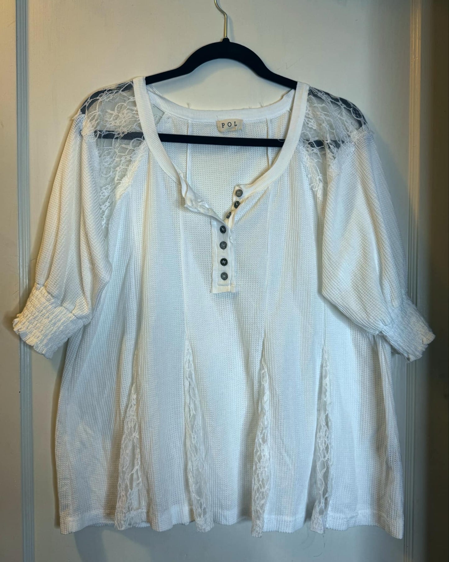 White Sheer Button Up Top