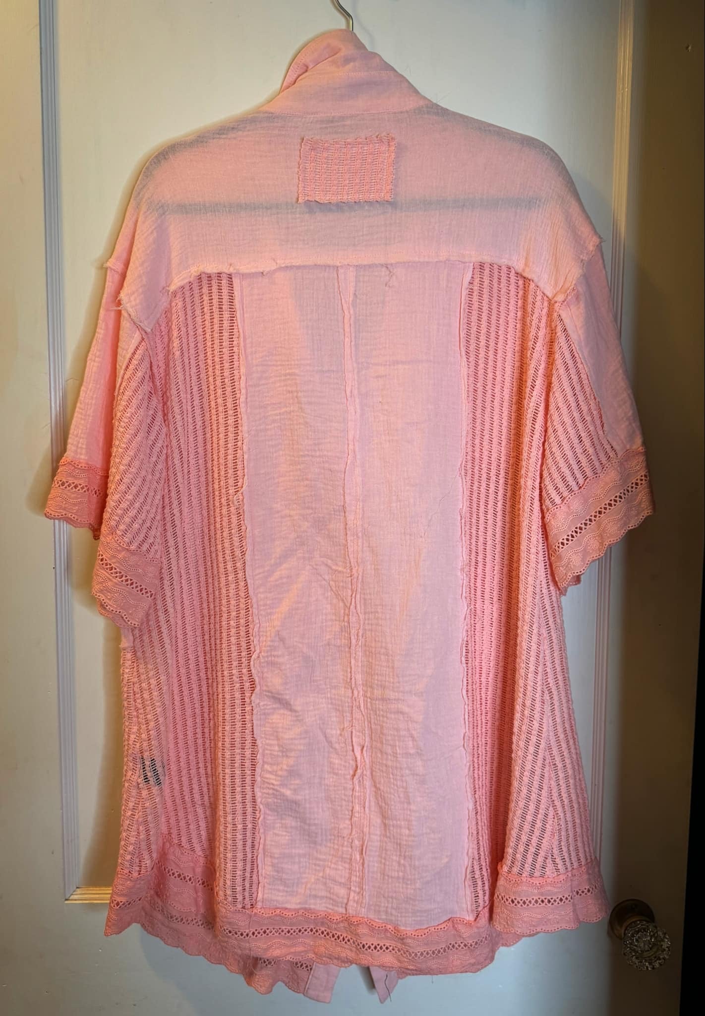 Peachy Cargo Pocket Mesh and Linen Shirt