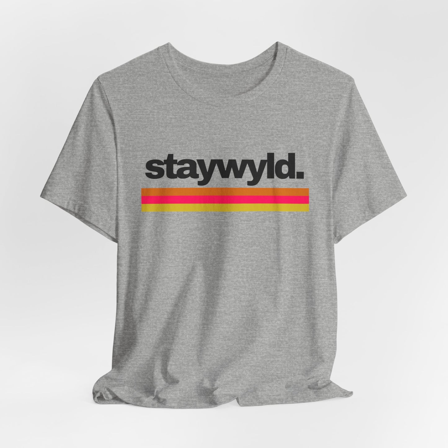 StayWyld Retro Stripe T-Shirt — Vintage-Inspired 'staywyld.' Graphic Tee