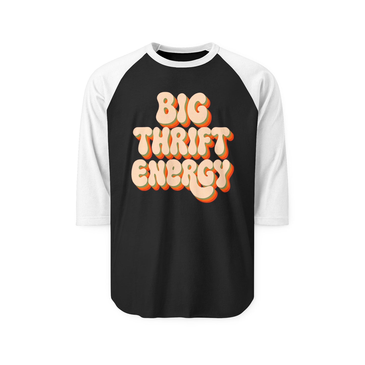 Big Thrift Energy Raglan Shirt – Retro Thriftstore Vibes 3/4 Sleeve