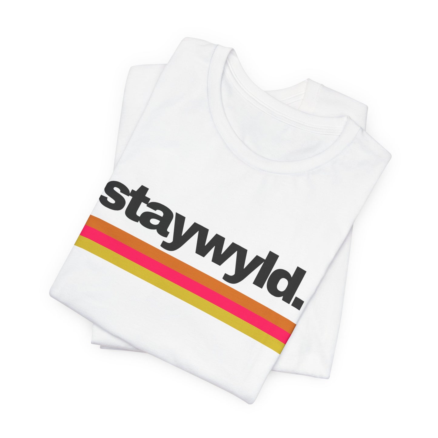 StayWyld Retro Stripe T-Shirt — Vintage-Inspired 'staywyld.' Graphic Tee