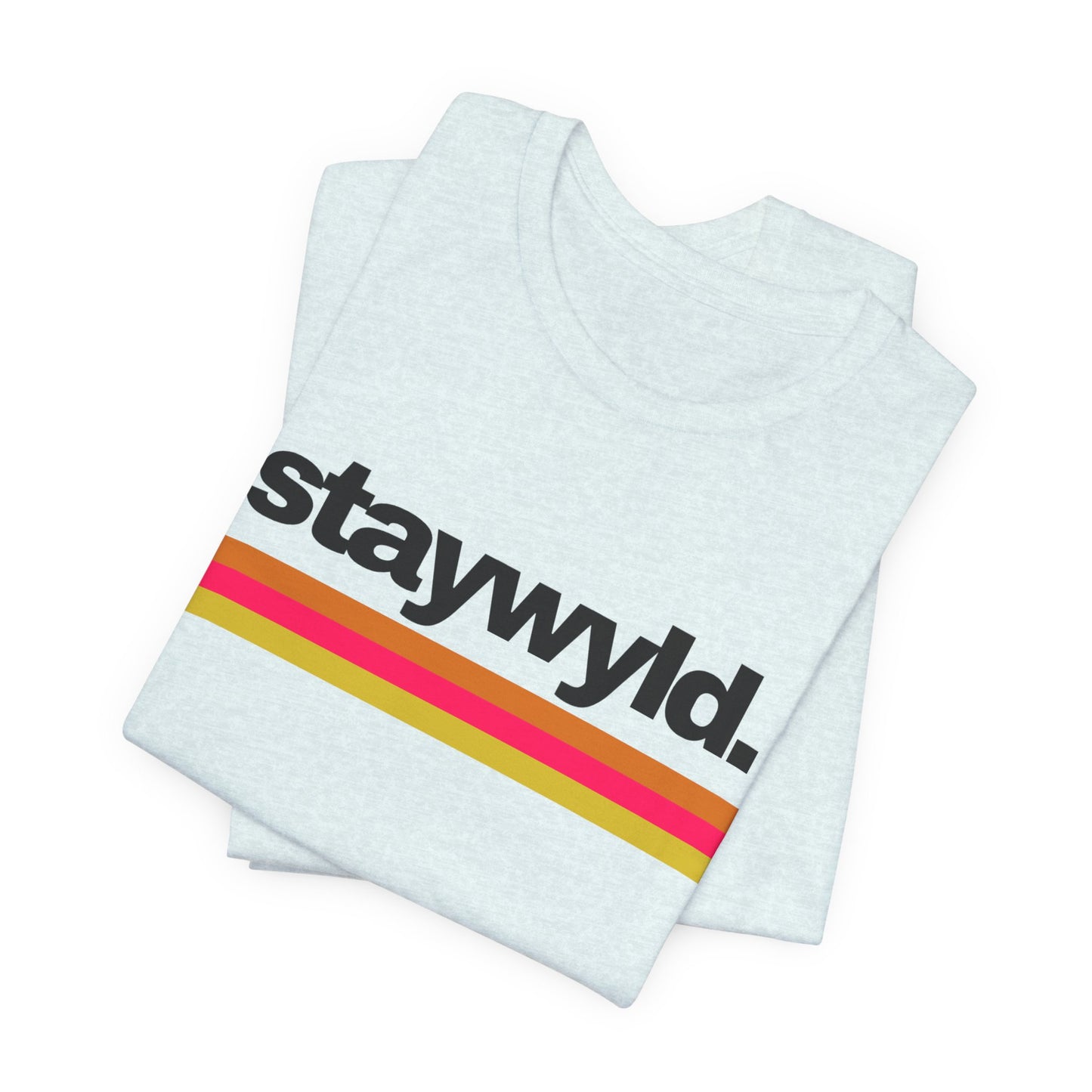StayWyld Retro Stripe T-Shirt — Vintage-Inspired 'staywyld.' Graphic Tee