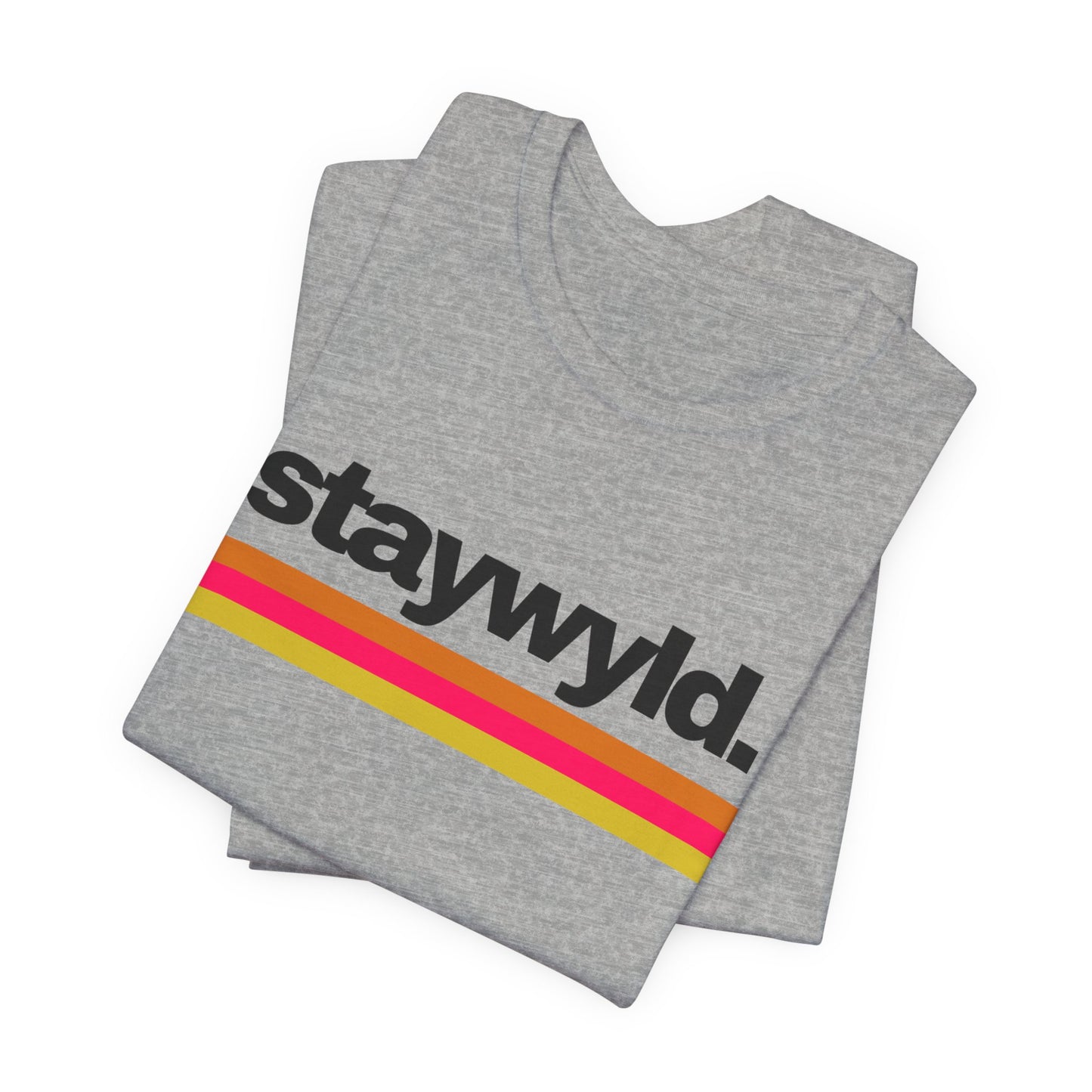 StayWyld Retro Stripe T-Shirt — Vintage-Inspired 'staywyld.' Graphic Tee