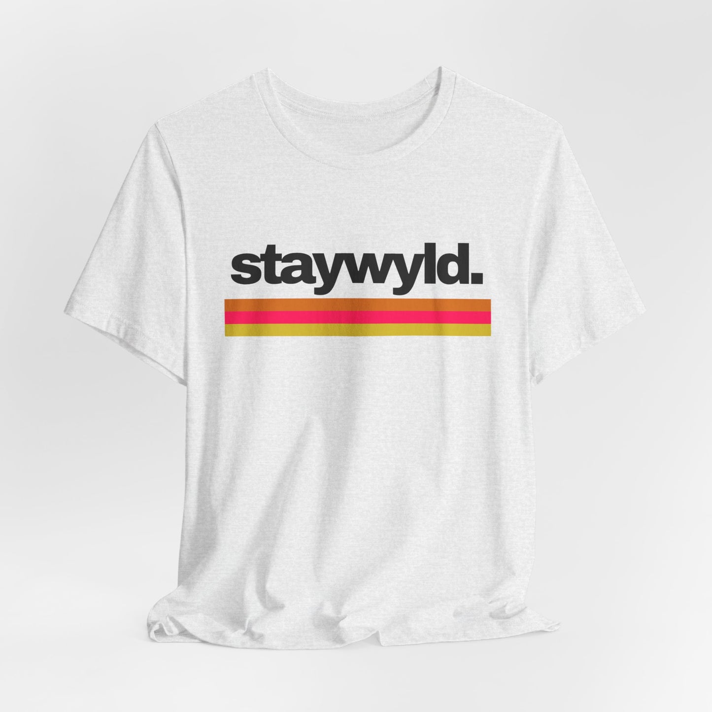 StayWyld Retro Stripe T-Shirt — Vintage-Inspired 'staywyld.' Graphic Tee