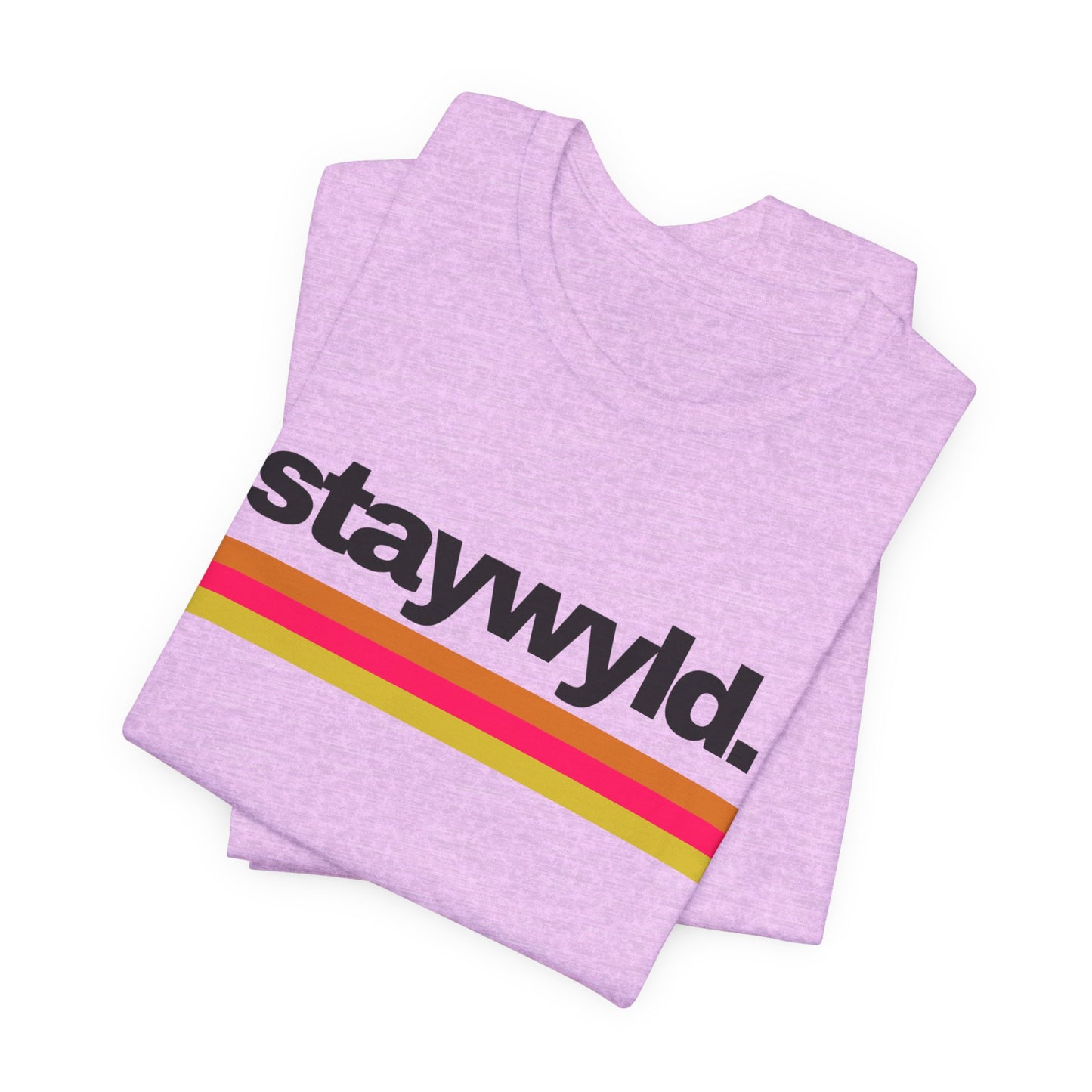 StayWyld Retro Stripe T-Shirt — Vintage-Inspired 'staywyld.' Graphic Tee