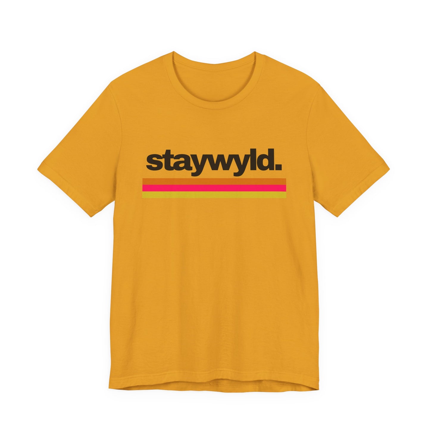 StayWyld Retro Stripe T-Shirt — Vintage-Inspired 'staywyld.' Graphic Tee