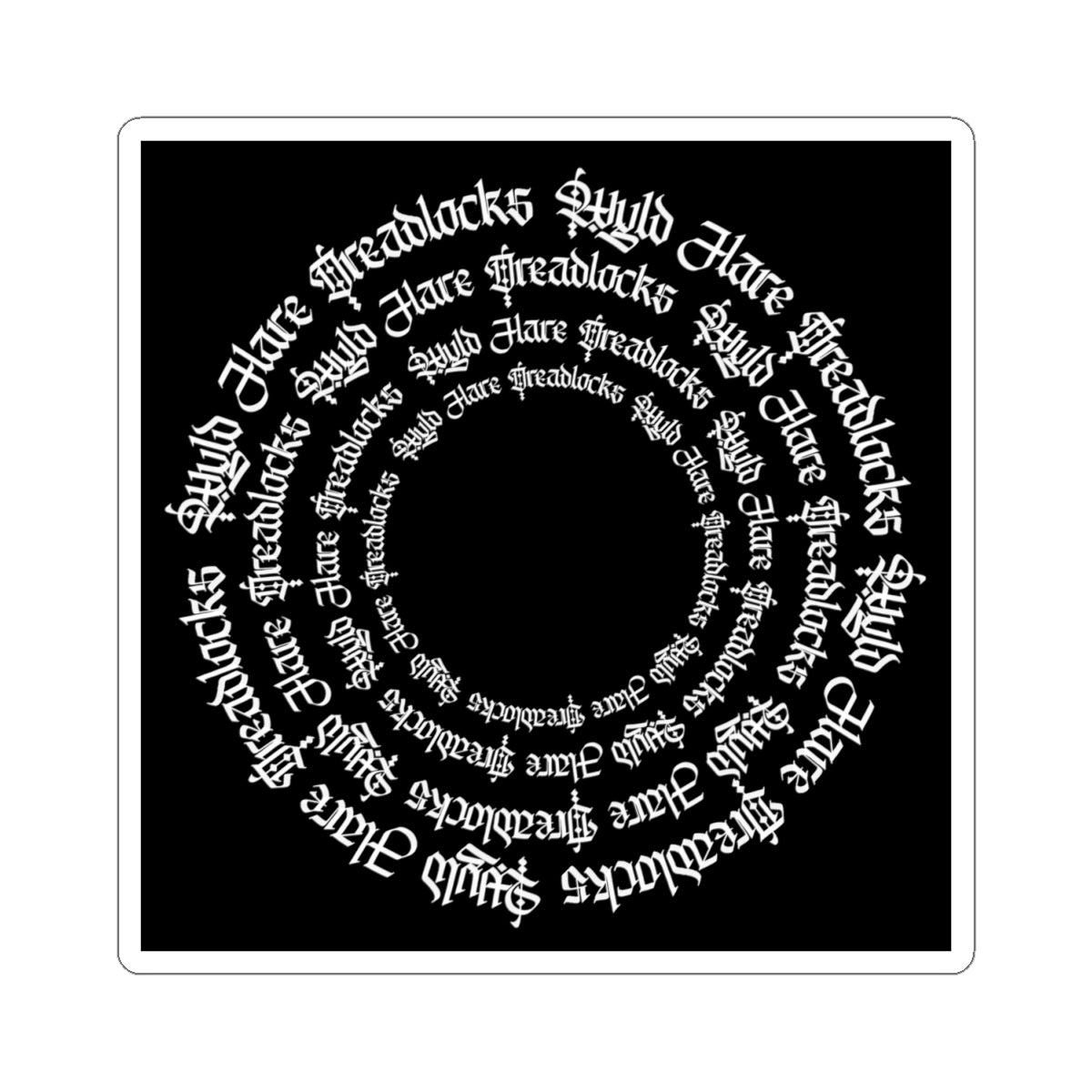 Gothic Circular Text Kiss-Cut Sticker Artwork by Paul Isenberger