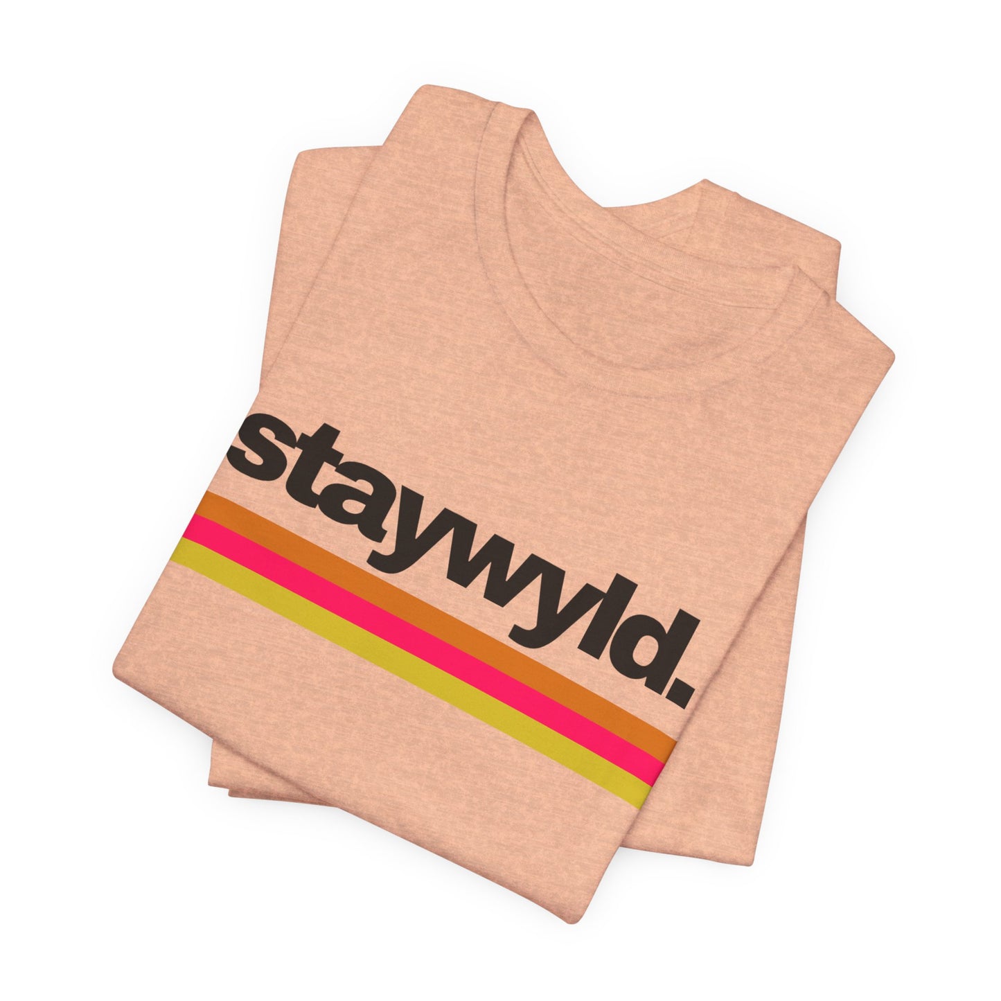 StayWyld Retro Stripe T-Shirt — Vintage-Inspired 'staywyld.' Graphic Tee