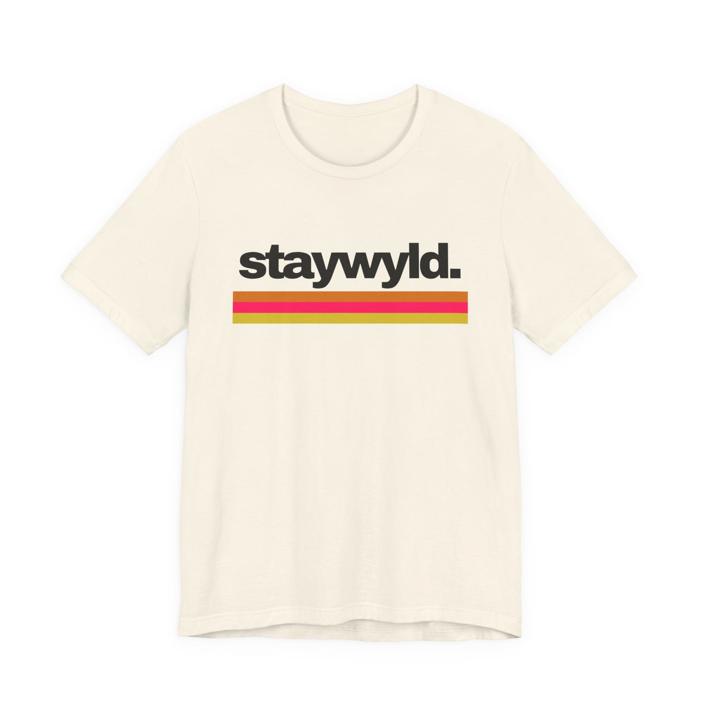 StayWyld Retro Stripe T-Shirt — Vintage-Inspired 'staywyld.' Graphic Tee