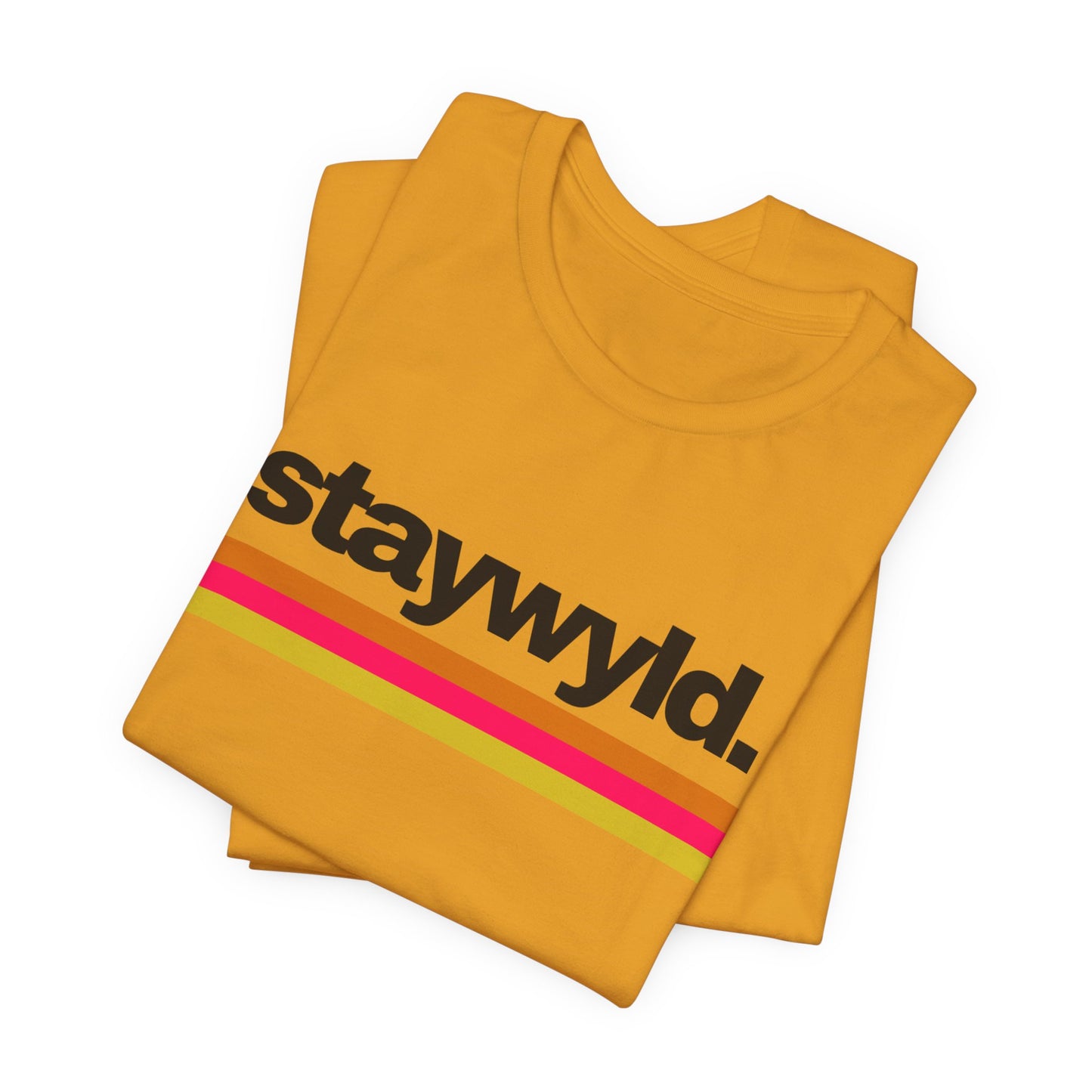 StayWyld Retro Stripe T-Shirt — Vintage-Inspired 'staywyld.' Graphic Tee