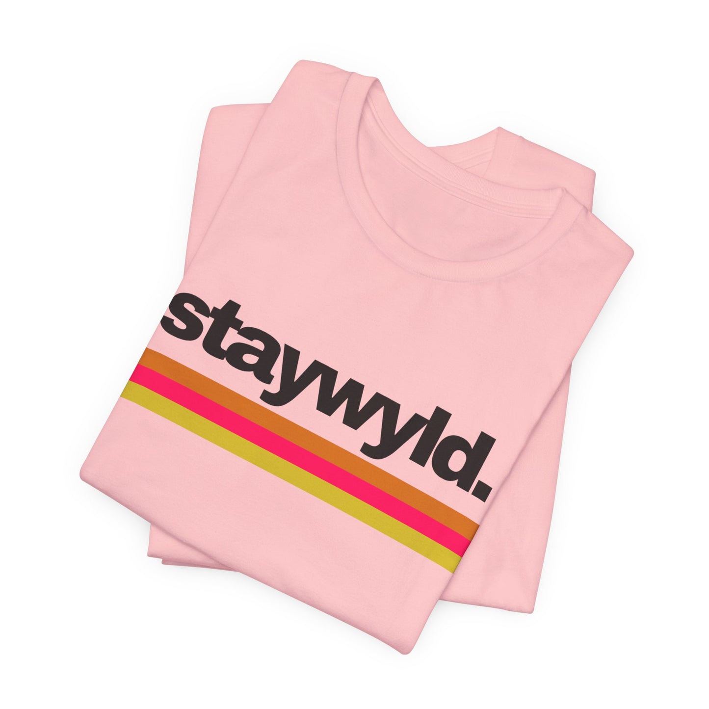 StayWyld Retro Stripe T-Shirt — Vintage-Inspired 'staywyld.' Graphic Tee