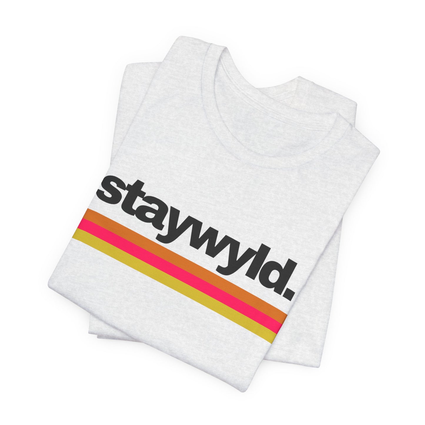 StayWyld Retro Stripe T-Shirt — Vintage-Inspired 'staywyld.' Graphic Tee