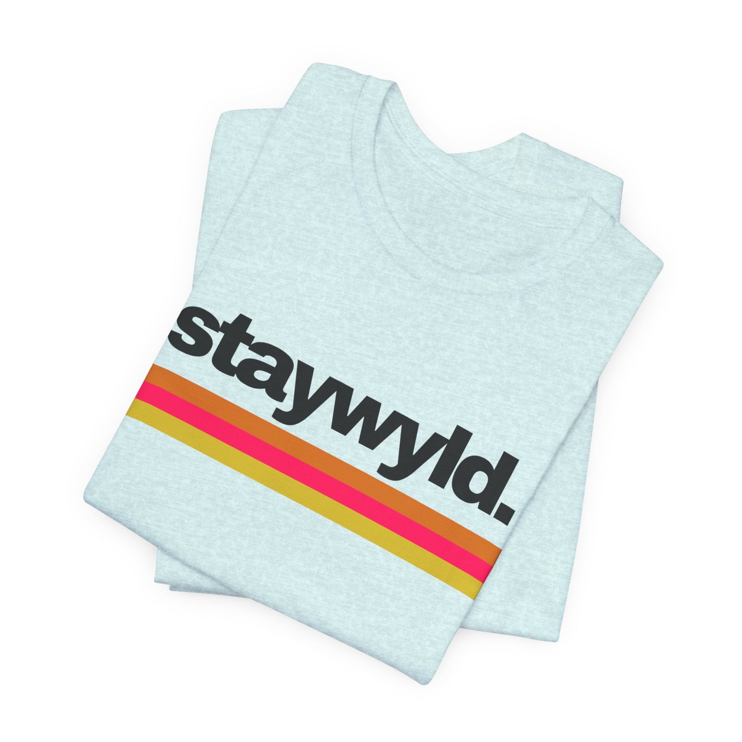 StayWyld Retro Stripe T-Shirt — Vintage-Inspired 'staywyld.' Graphic Tee