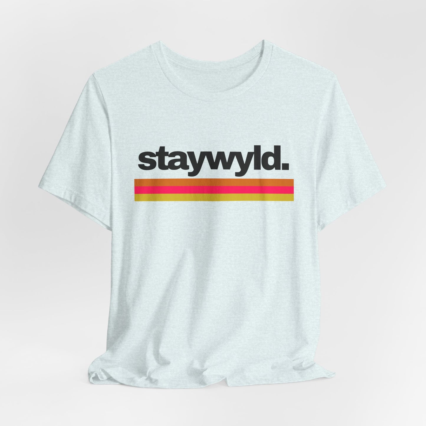 StayWyld Retro Stripe T-Shirt — Vintage-Inspired 'staywyld.' Graphic Tee