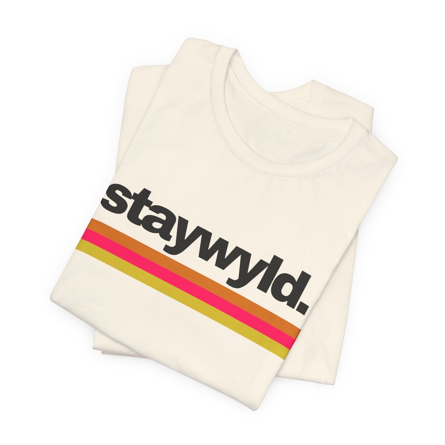 StayWyld Retro Stripe T-Shirt — Vintage-Inspired 'staywyld.' Graphic Tee