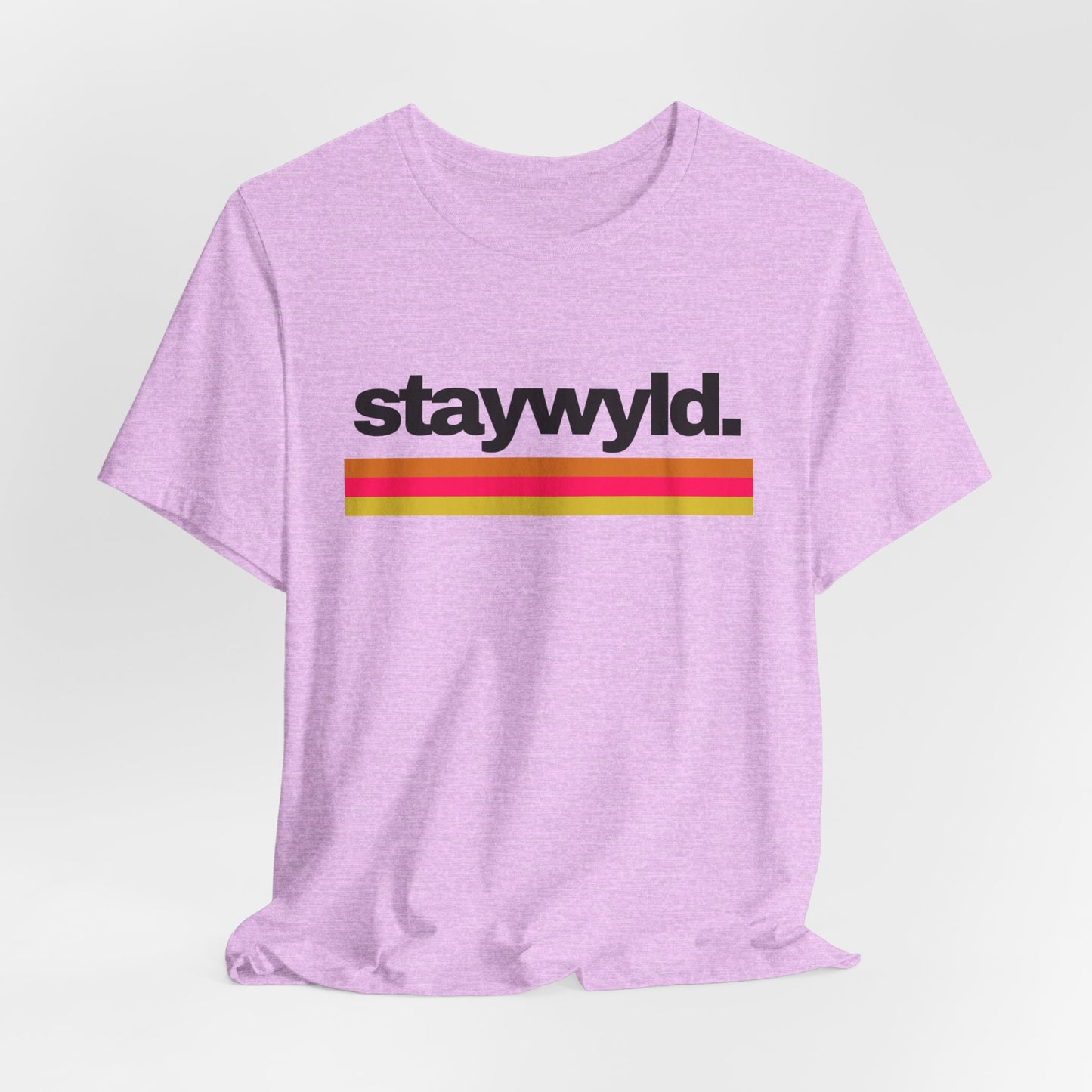 StayWyld Retro Stripe T-Shirt — Vintage-Inspired 'staywyld.' Graphic Tee