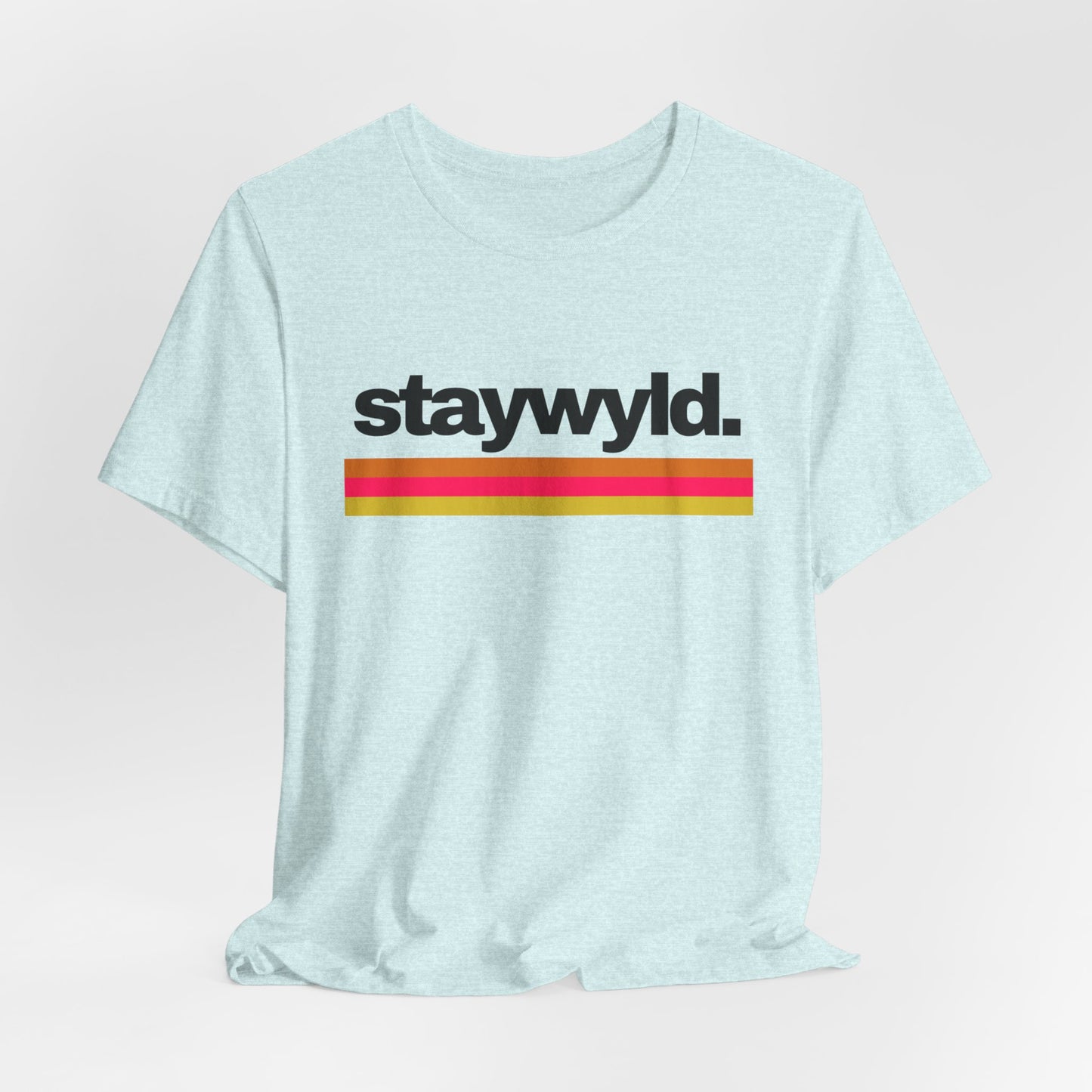 StayWyld Retro Stripe T-Shirt — Vintage-Inspired 'staywyld.' Graphic Tee