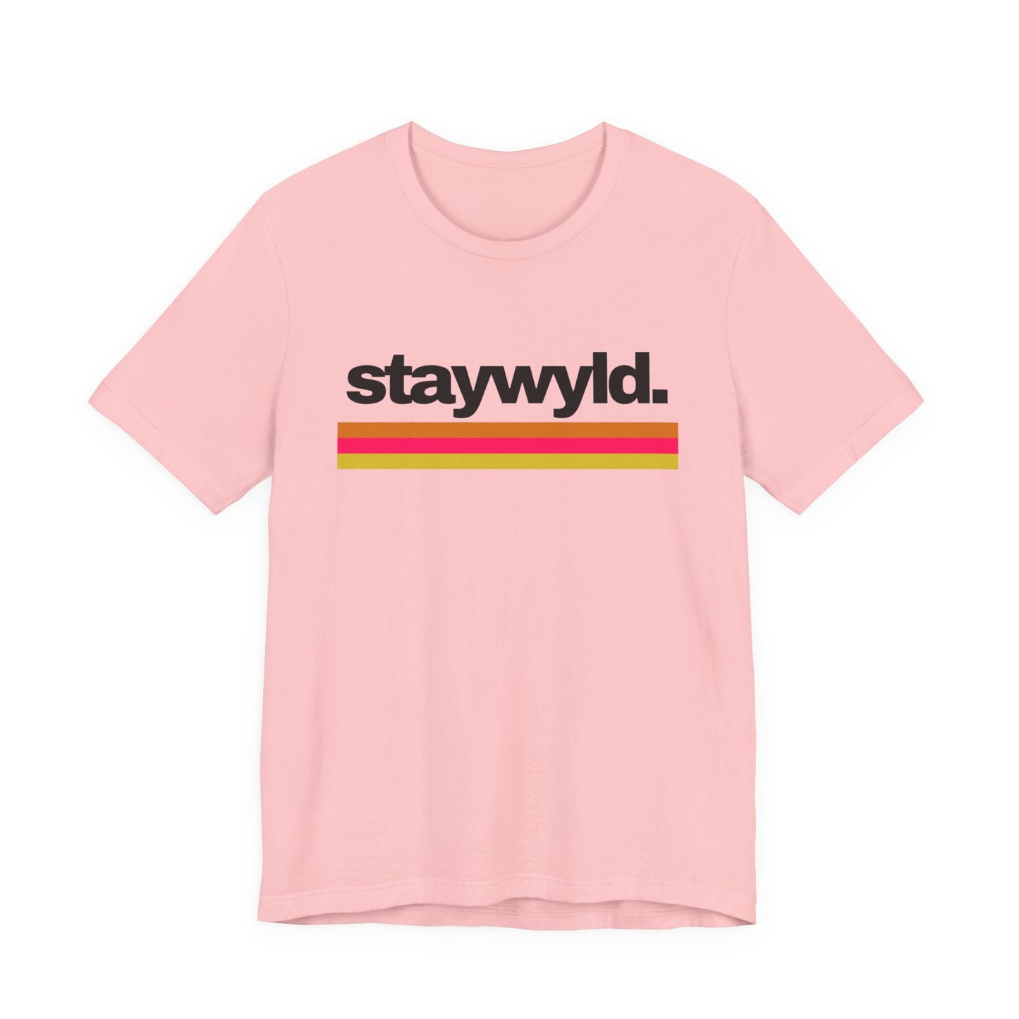StayWyld Retro Stripe T-Shirt — Vintage-Inspired 'staywyld.' Graphic Tee
