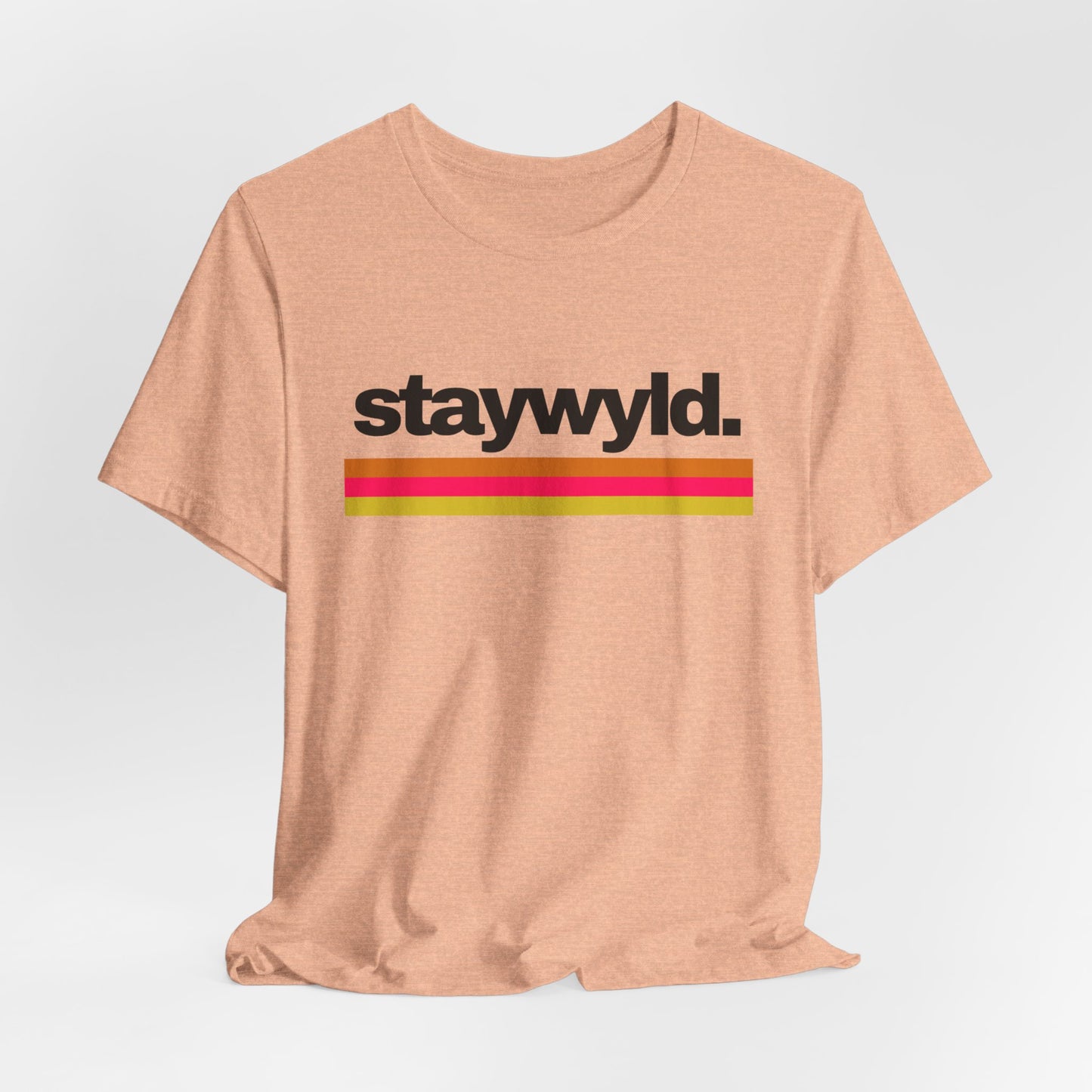 StayWyld Retro Stripe T-Shirt — Vintage-Inspired 'staywyld.' Graphic Tee