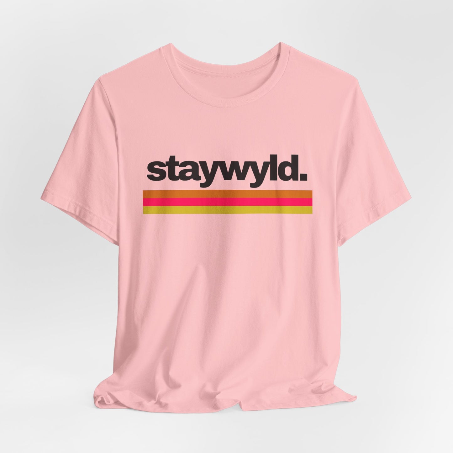 StayWyld Retro Stripe T-Shirt — Vintage-Inspired 'staywyld.' Graphic Tee