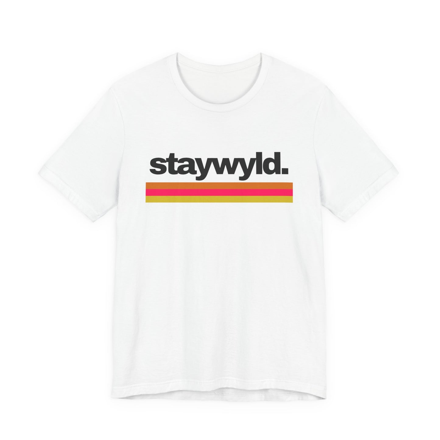 StayWyld Retro Stripe T-Shirt — Vintage-Inspired 'staywyld.' Graphic Tee