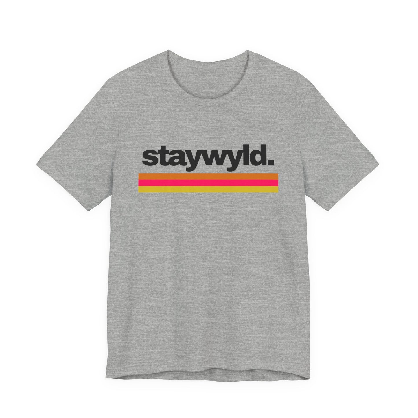 StayWyld Retro Stripe T-Shirt — Vintage-Inspired 'staywyld.' Graphic Tee