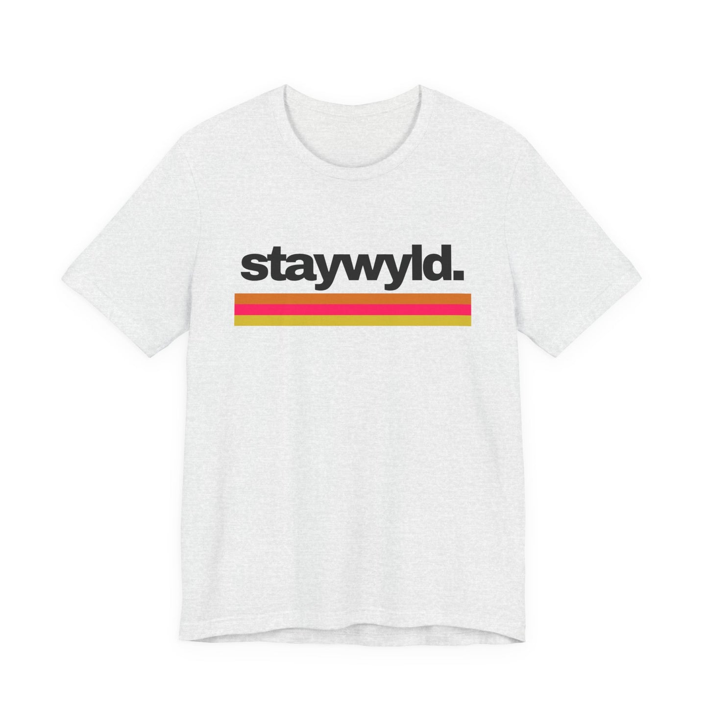 StayWyld Retro Stripe T-Shirt — Vintage-Inspired 'staywyld.' Graphic Tee