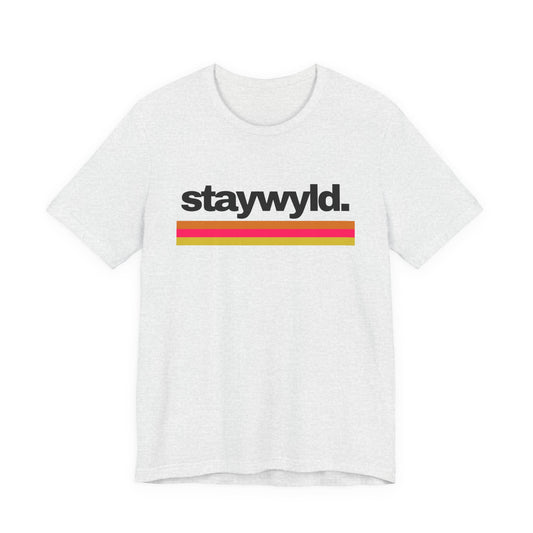 StayWyld Retro Stripe T-Shirt — Vintage-Inspired 'staywyld.' Graphic Tee