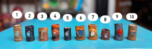 Vargparla Stone Inlay Leather Cuffs - Medium #2