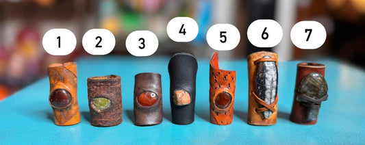 Vargparla Stone Inlay Leather Cuffs - Large #2