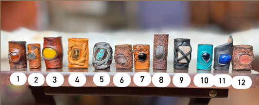 Vargparla Stone Inlay Leather Cuffs - Small