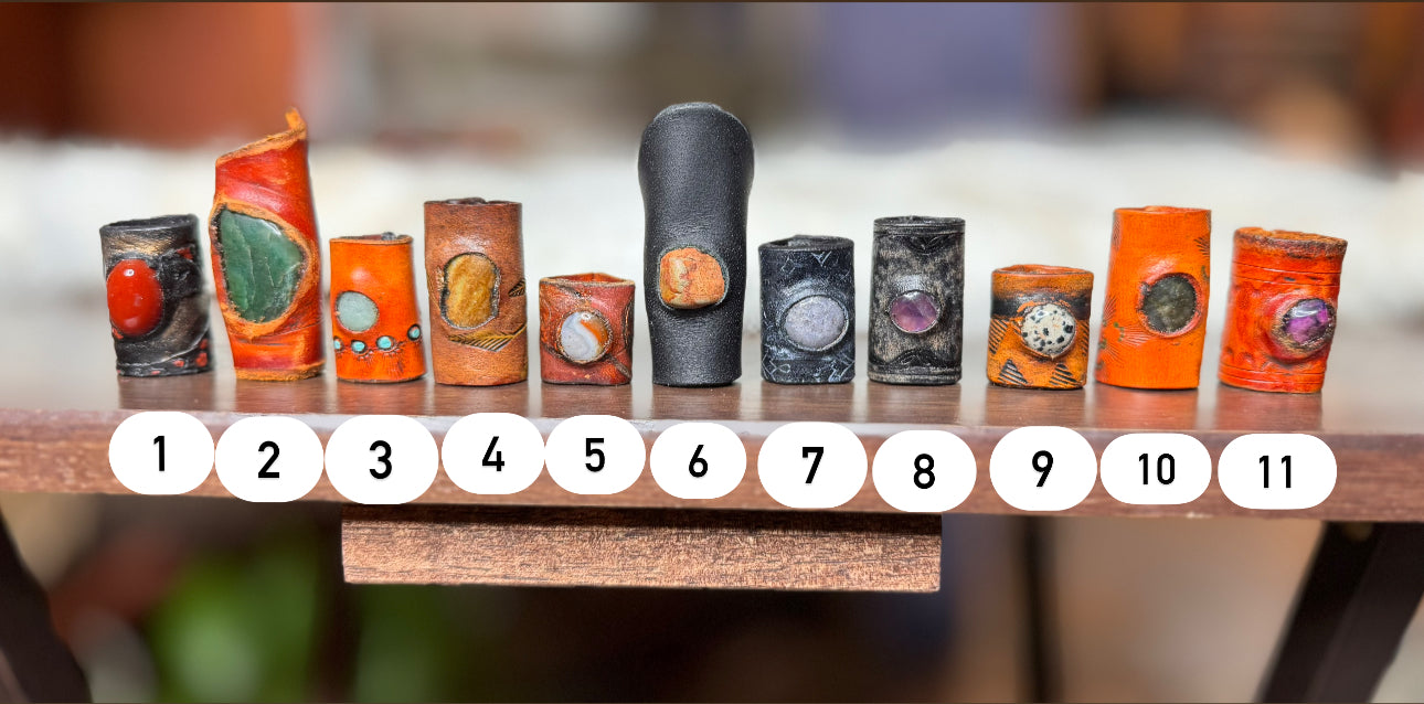 Vargparla Stone Inlay Leather Cuffs - Medium #2