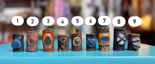 Vargparla Stone Inlay Leather Cuffs - Large #1