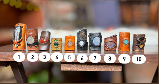 Vargparla Stone Inlay Leather Cuffs - Large #1