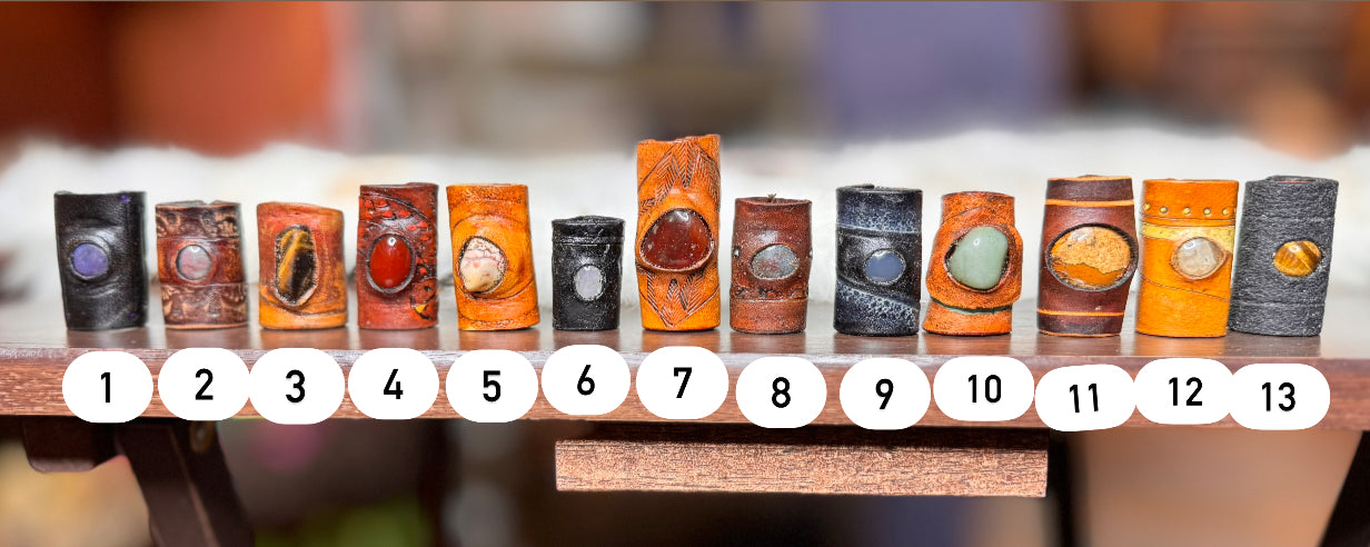 Vargparla Stone Inlay Leather Cuffs - Medium #1