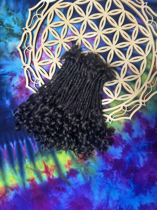 Extensions (50) - human hair with curly ends (skinny, black)