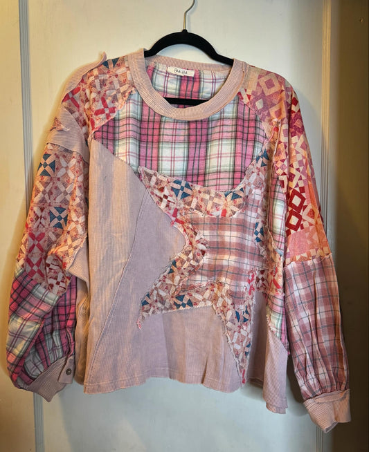 Patchwork Star Top with Lantern Sleeves