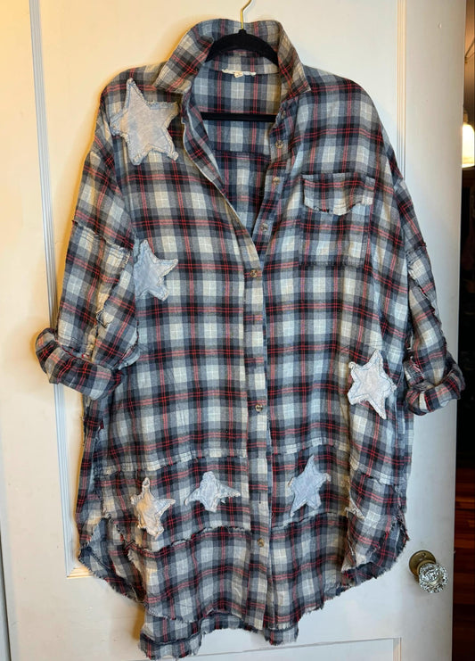 Star Patchwork Oversized Flannel